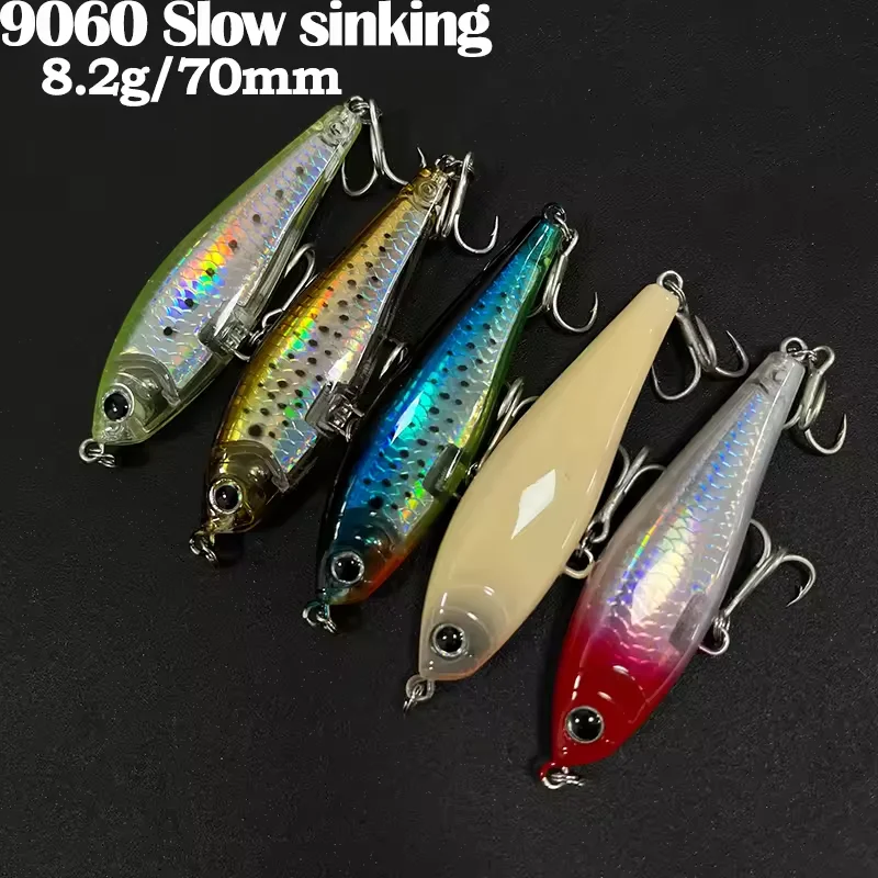 

8.2g 3D Inshore Twitch Bait Slow Sinking Pencil Fishing Lures 70mm Pesca Saltwater Artificial Hard Bait Seabass Fishing Supplies