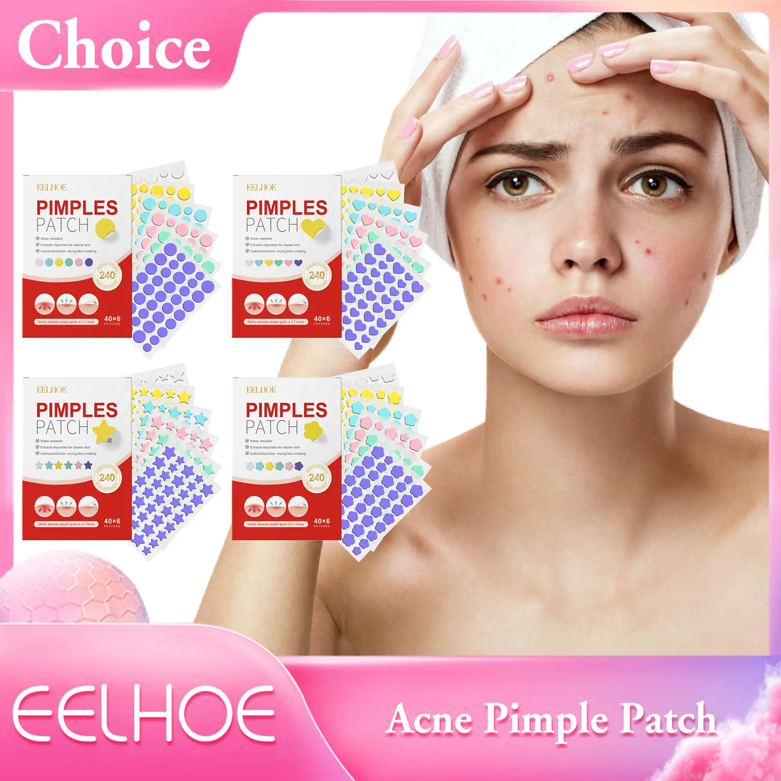 

Acne Pimple Patch Heart/Star/Flower/Circle Shape Hydrocolloid Acne Patches Waterproof Pimple Cover Anti-Acne Sticker Waterproof