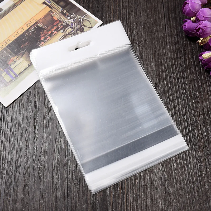 

100pcs Transparent Self Adhesive OPP Plastic Bags with Hole 10*13.5CM DIY Handmade Jewelry Accessories Packaging Display Pouches