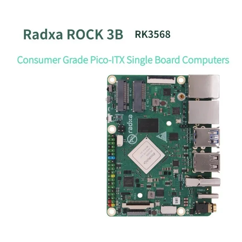 Radxa ROCK 3B RK3568J 4-Core CPU SBC, Industrial Grade, HDM 4-Core CPU SBC with 4K Outputs development board