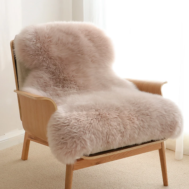 2026 New Plush Soft Sheepskin Bedroom Carpet Real Wool Pad Long Hair Bedside Mat Sofa Cushion Rugs Living Room Fur Carpet