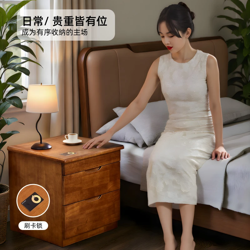 [النموذج الأساسي T02] تصميم حجرة مزدوجة مخفية من الخشب الصلب بالكامل بجانب السرير الصيني الجديد وطاولة بجانب السرير للمدخل البسيط