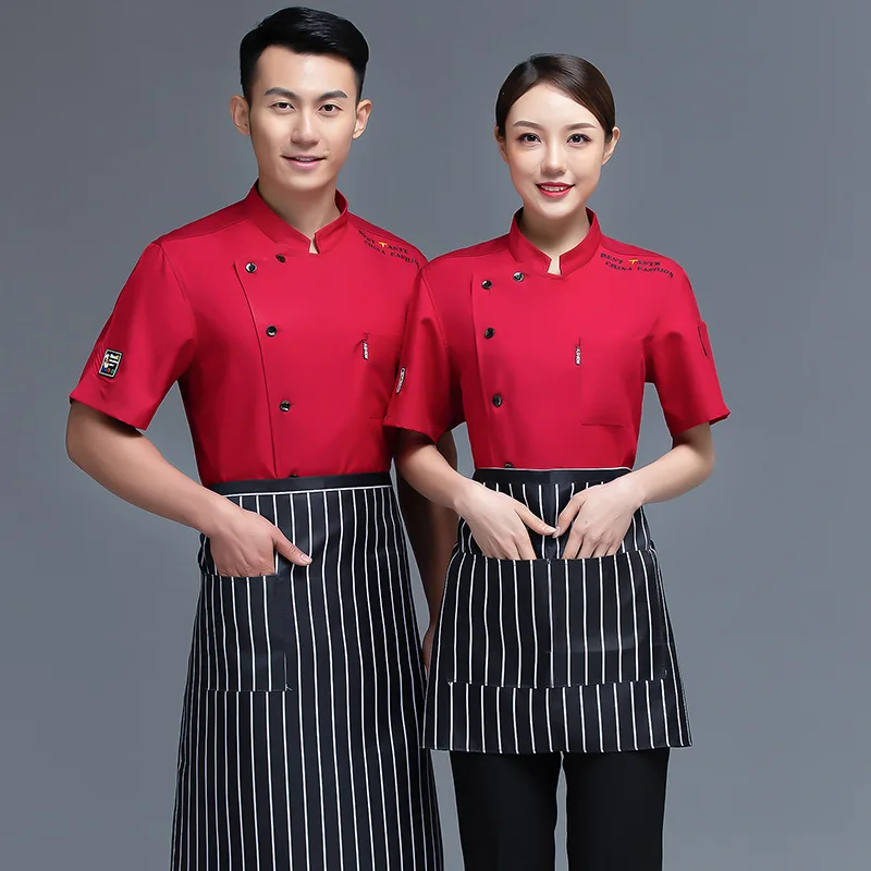 Hotel koch Overalls Sommer Herren Restaurant Konditorei Konditorei Bäcker Hot Pot Restaurant Küche Frauen Kurzarm Uniform