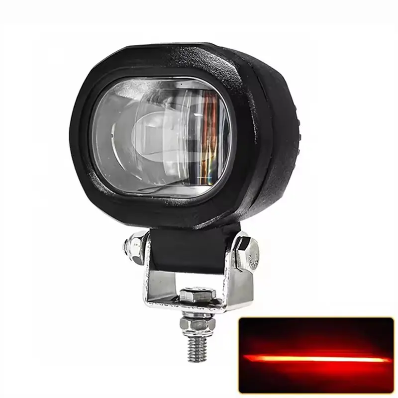 Dependable-Aluminum 10W LED Work Light For Industrial Use, Red Forklift Warning Light, Waterproof 12-80V Safety Spotlight