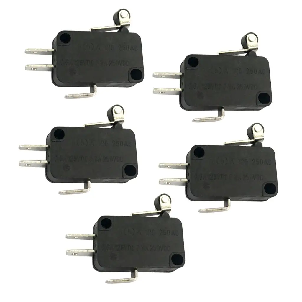 5 Pcs Long/Short Arm Hinge Roller Lever Type Limit Switch SPDT Micro Switch