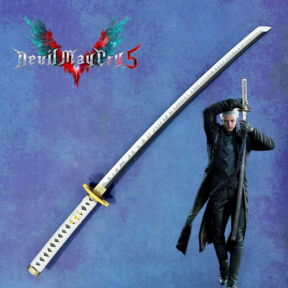 Katana Yamato Vergil de 40 Pulgadas, Réplica de Anime para Cosplay, Cuchillo Ninja, Devil May Cry, Katana Japonesa Real, Espada Samurai, Juguete, Regalo