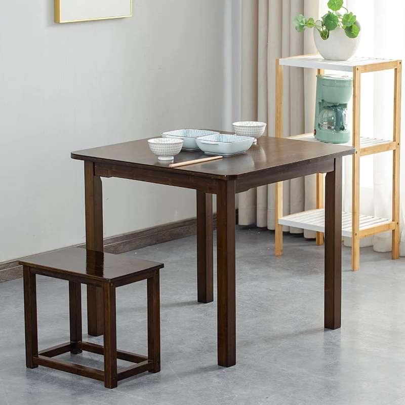 Black walnut dining table, solid wood square table, small household dining table, square learning, bamboo square