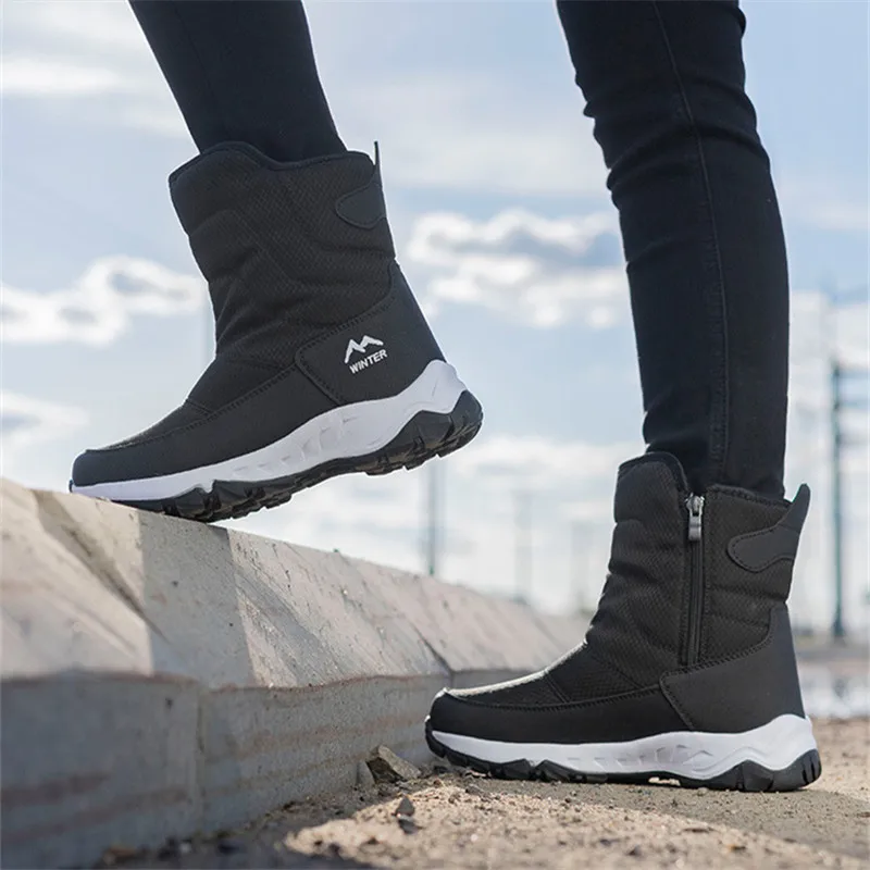 Brand Men Boots Winter Waterproof Snow Boots Unisex High Top Keep Warm Plus Outdoor Ankle Boots Male Cotton Casual Sneakers