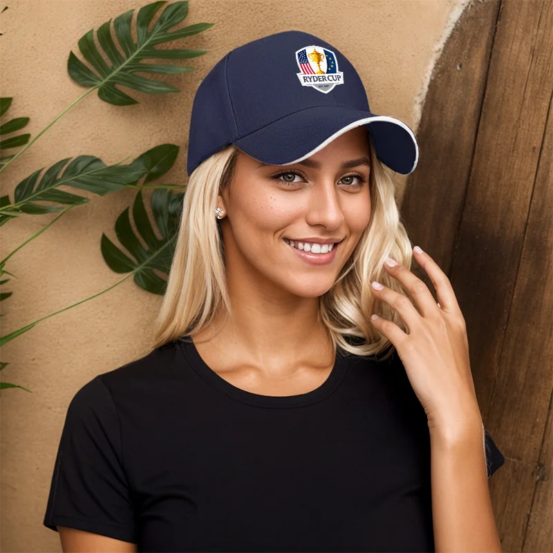 1pc Ryder Cup Cap Ryder Cup Oficial 1pc Boné de beisebol leve, ajustável, poliéster |   Design de bandeira e troféu americano, id