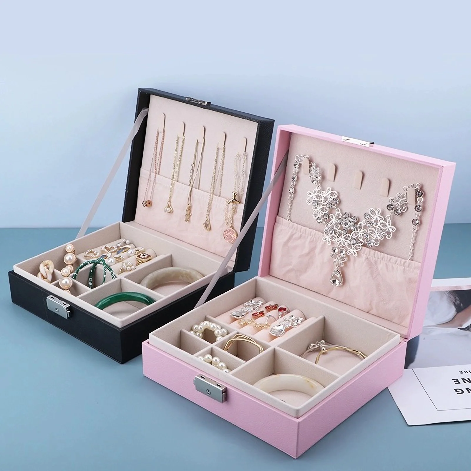 1pc Large Capacity Drawer Style Lockable Jewelry Box ,Large Capacity Jewelry Organizer Box,For Necklaces, Rings, Earrings, Etc.