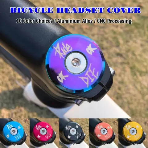 Ride or Die Skull-Style Bicycle Headset Top Cap Aluminum Alloy M6*35mm Compatible with 28.6mm Front Fork Stem Cover Stem Cover