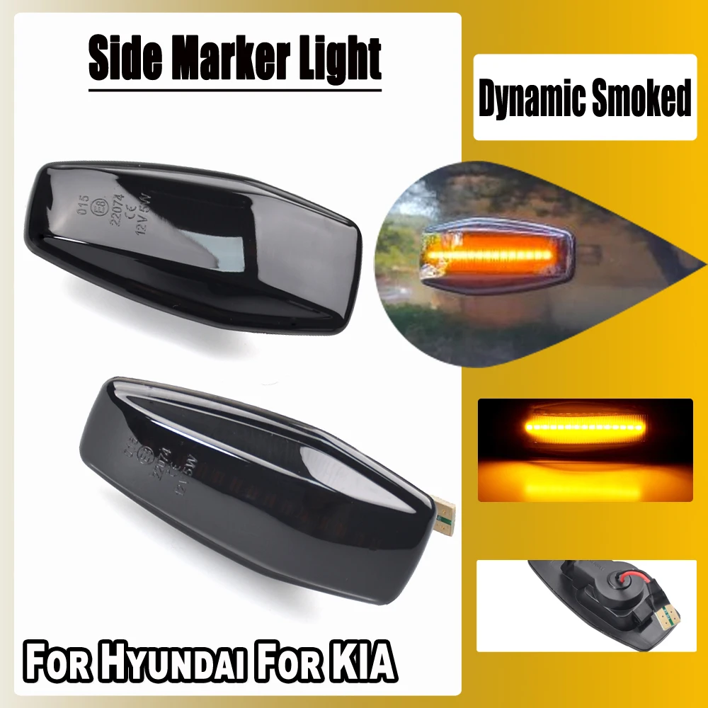 Un par de luces LED intermitentes dinámicas, marcador lateral para Hyundai Tucson Terracan Coupe Trajet Matrix Elantra XD i10 Getz Sonata XG