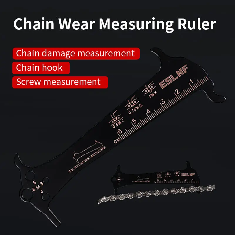 Stainless Steel Bicycle Chain Wear Indicator Ruler Ultralight Road Bicycle Chain Repair Tool Screw Diameter Measurement