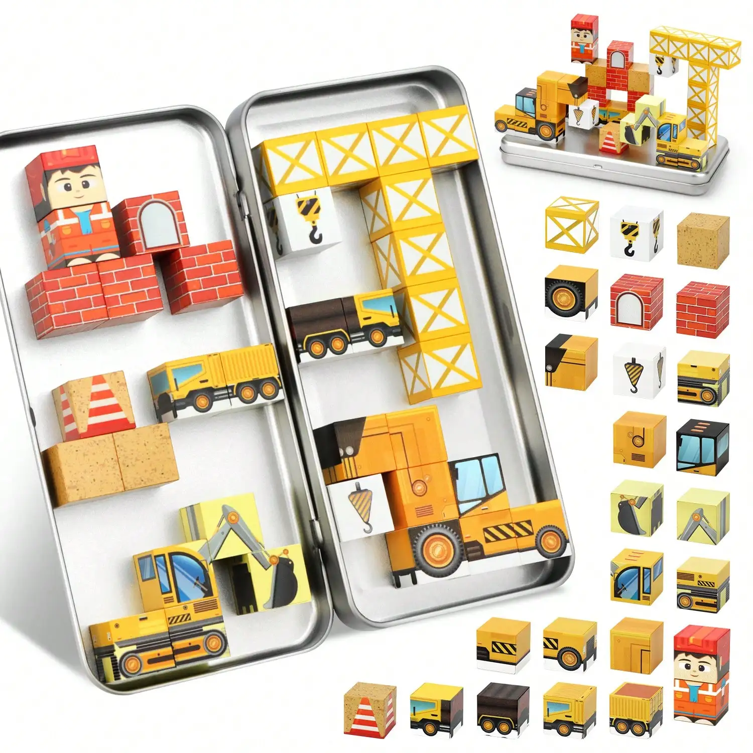 35pcs Magnetic Building Blocks Toy, Car Scene Sensory Educational Toy, Suitable For Children 3 Years And Above, Great Birthday And Back To School Gift, Random Color/Style