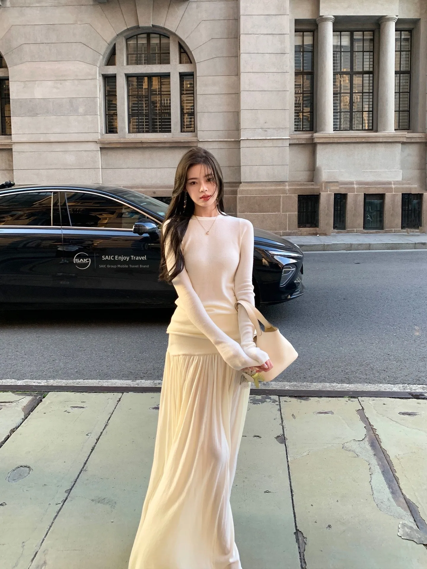 

ByYou, осенний новый женский вязаный шерстяной свитер и длинная юбка с высокой талией, комплект, повседневный костюм из двух предметов Faion