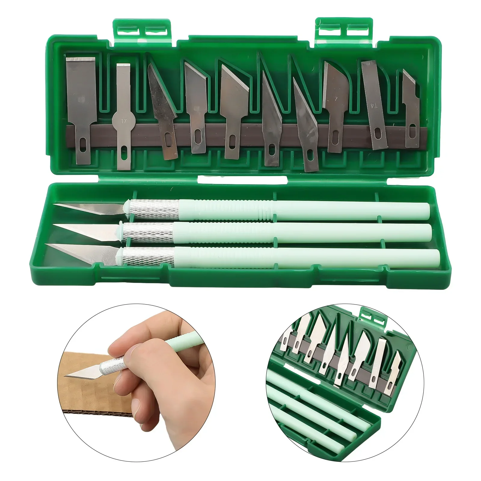 13Pcs set Art Carving Cutter With Box Paper Cutter Metal Blade Wood Carving Blade Replacement Hand Tool Carving Tools