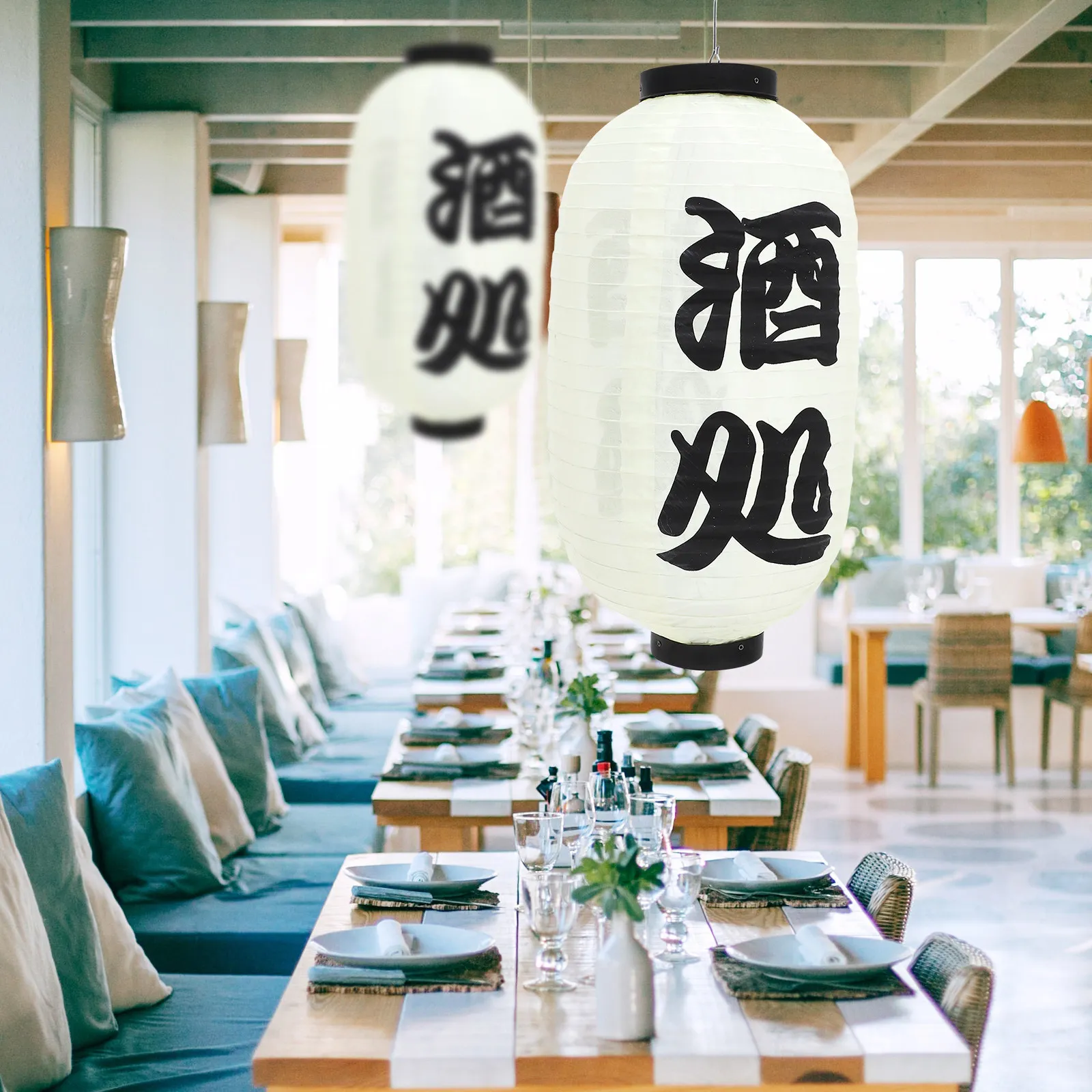 Japanese Cloth Lantern Restaurant Decoration Elegant Japanese Style Hanging Lantern for New Year Party Theme Event Outdoor