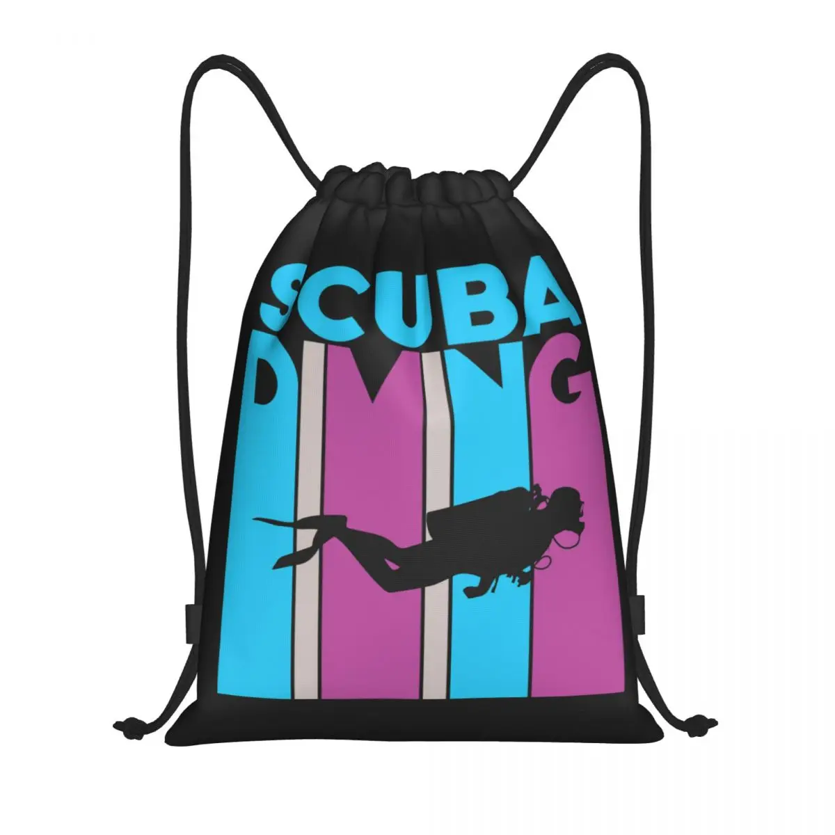 Custom Scuba Diver Ocean Underwater Diving Drawstring Backpack Sports Gym Bag for Women Men Training Sackpack