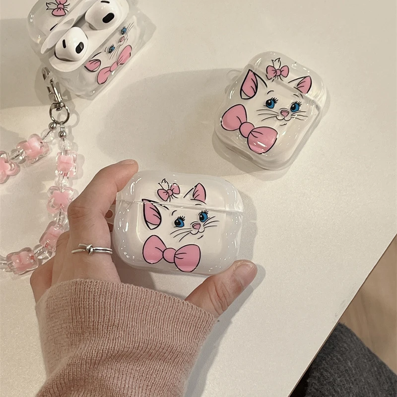 Disney Marry Cat Earphone Cover For Apple AirPods 1 2 3 Generation Airpods Pro Wireless Bluetooth Headphone Case With Pendant