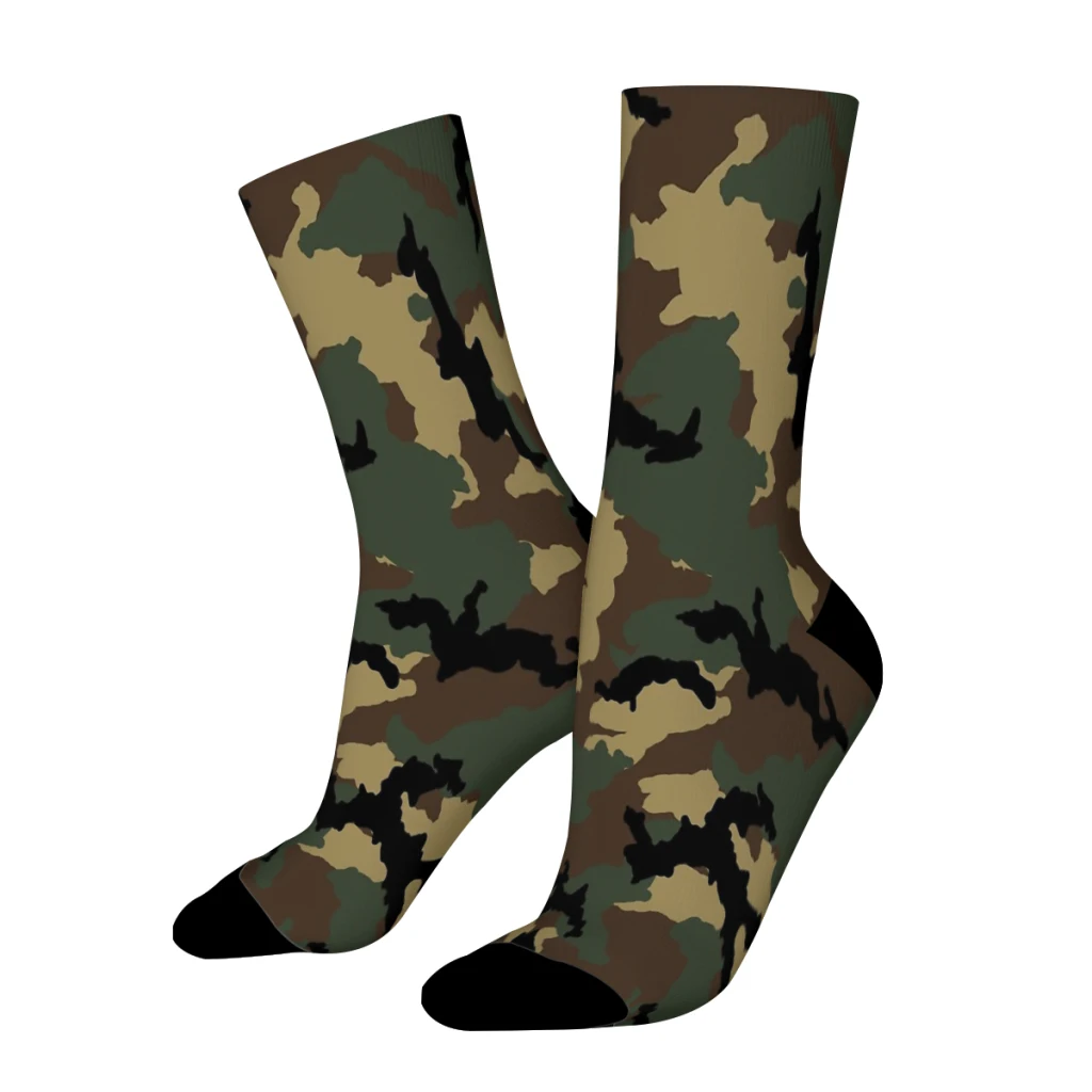 Original Woodland Camo Camouflage Army Straight Socks Male Mens Women Autumn Stockings Polyester Hip Hop