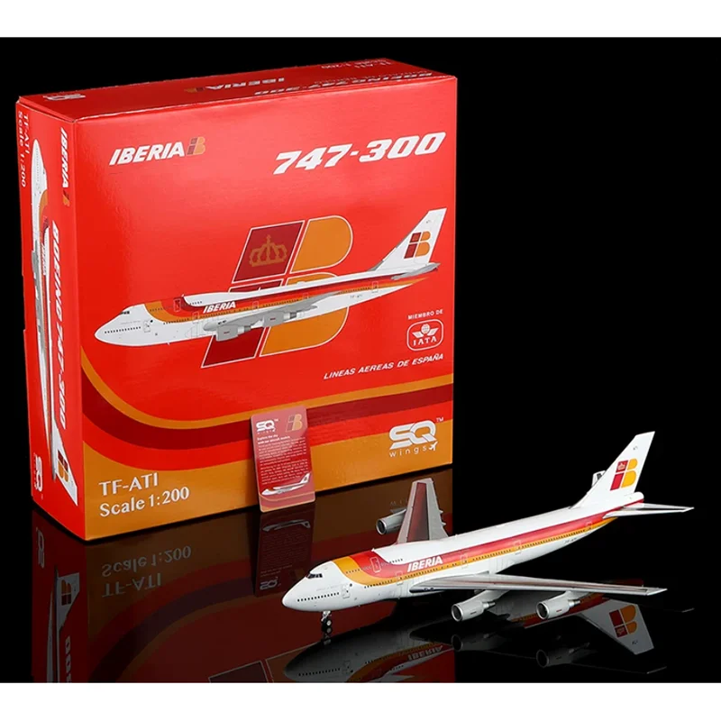 SQ 1/200 Scale Spanish Iberia Airlines B747-300 TF-ATI Die-cast Alloy Aircraft Model Collectible Decorative Ornament