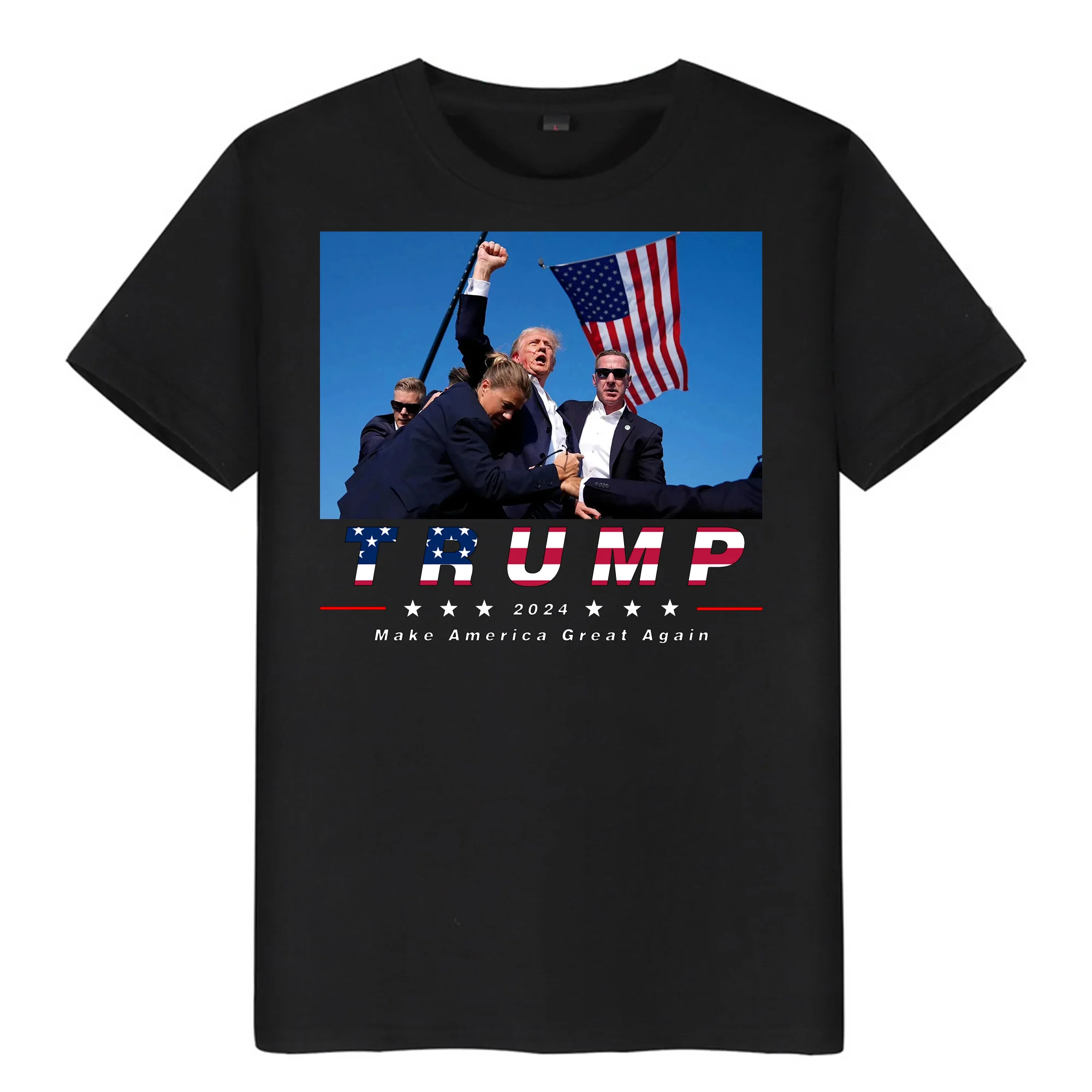 

Футболка Трампа, Трамп 2024, Мак, Америка, великолепный Снова Трамп, короткие рукава, пережила выстрелы на выборах, ралли, полурукав для мужчин и женщин
