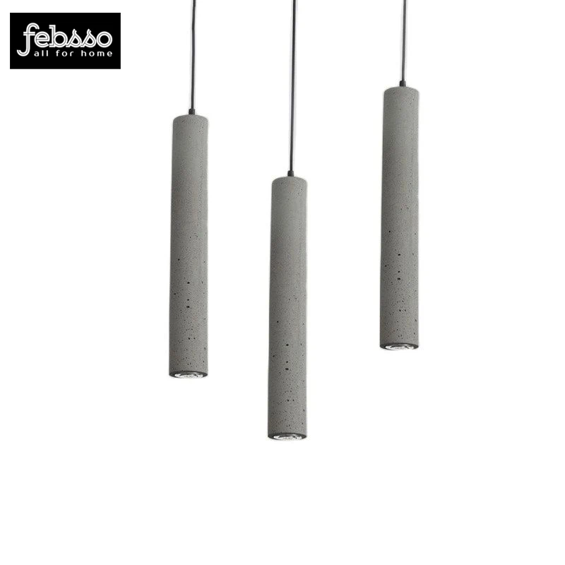 

Nordic modern cement pendant lights new design simple style long cylinder COB light source LED industrial hanging lights