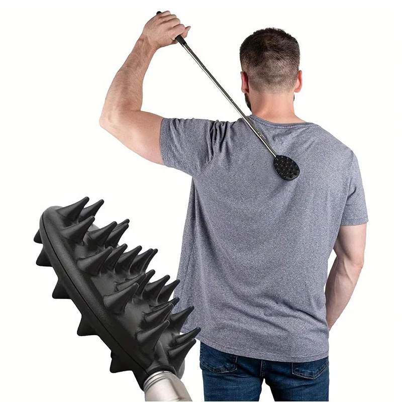 

Extendable Cactus Back Scratcher with 1/4-inch & 1/2-inch Spikes Retractable One-Hand Itch Stick for Men& Women Durable PVC