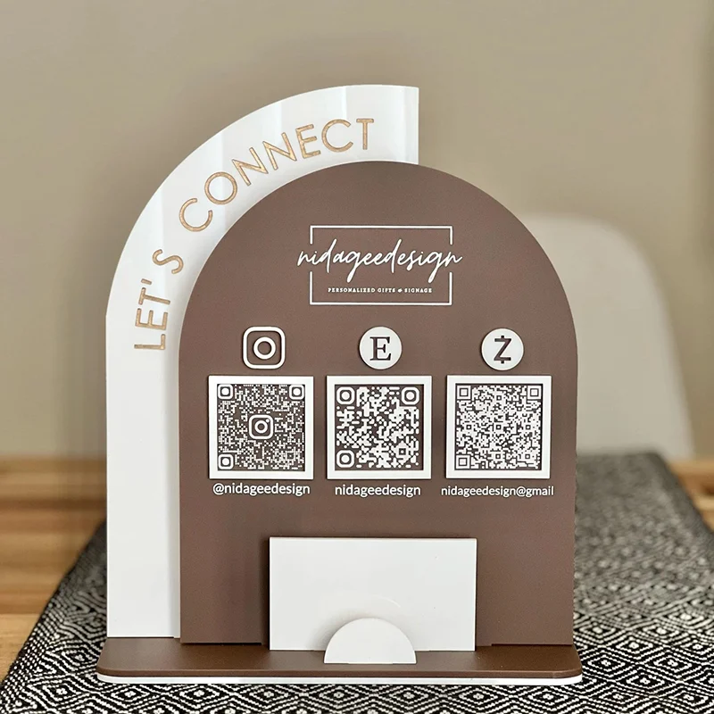 Plexiglass Transparente QR Code Acrylic Plaque With Base Ideal For Commercial Payment Scan Tag