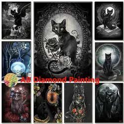 AB Gothic Dark Cat Art DIY Diamond Painting Halloween Gift Picture Of Rhinestones Diamond Embroidery 2023 New Arrival Home Decor