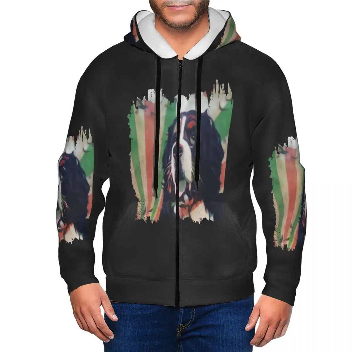 Bernese Mountain Dog Zipper Hoodies Harajuku Pullover Autumn Winter Men's Women's Sweatshirt Long Sleeve Tops