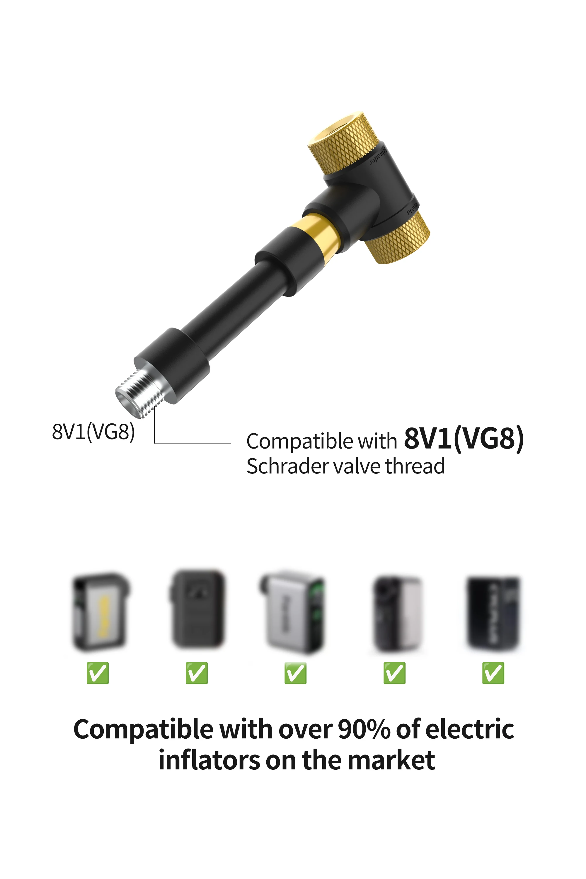 Doppelkopf-Fahrradpumpenadapter, Ventiladapter für Fahrräder, F/V A/V Schrader/Presta Ventiladapter für Fahrradausrüstung – Detail 4
