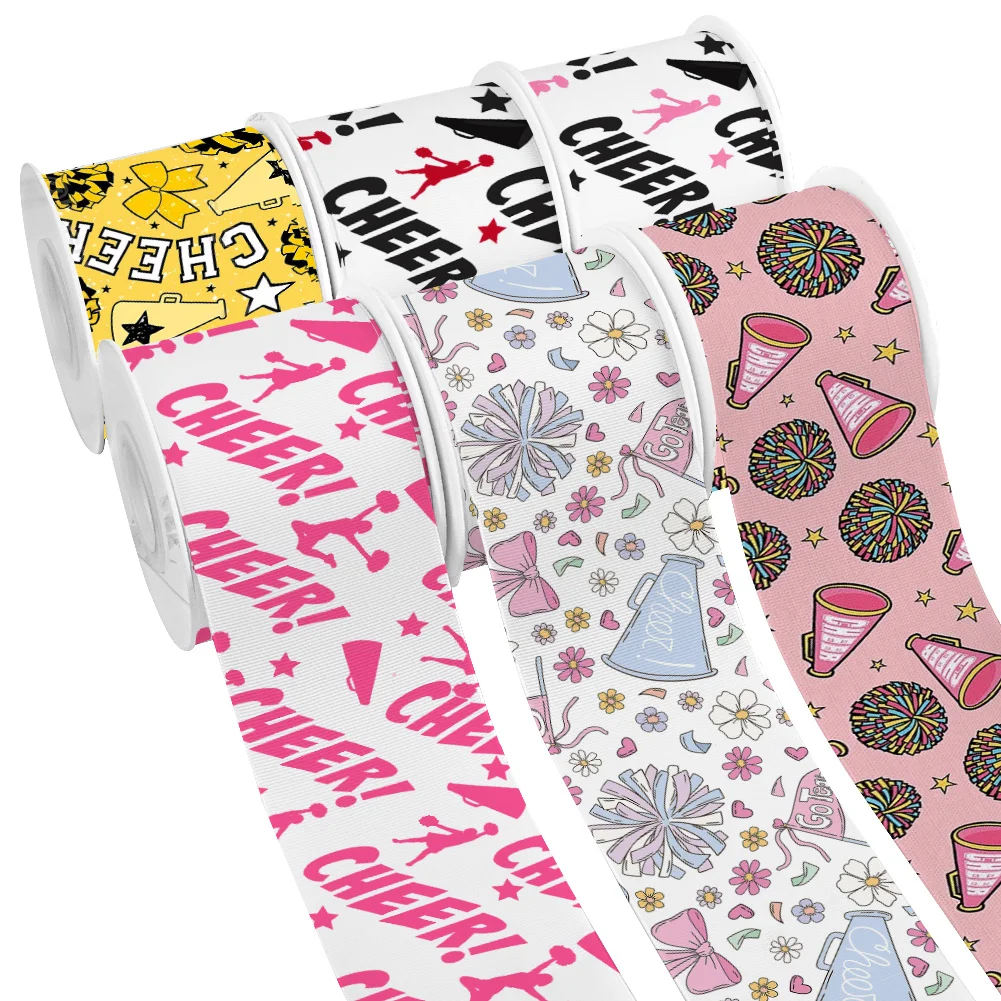 Cheerleading Team Classic Grosgrain Ribbon Satin Ribbon by the Yard For Hairbow DIY Craft Supplies Cartoon Ribbons Souvenir