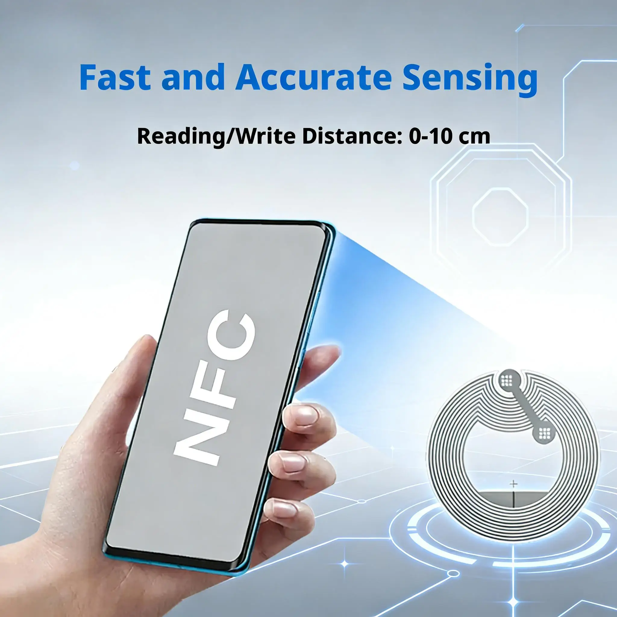 50PCS NTAG213 NFC Sticker Tags 144 Byte Rewritable Blank Adhesive Labels Compatible with All NFC Enabled Smartphones