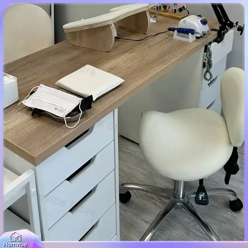 White Wooden Nail Art Table with Drawers Salon Nail Desk for Manicure Pedicure Nail Studio Furniture Table with Storage