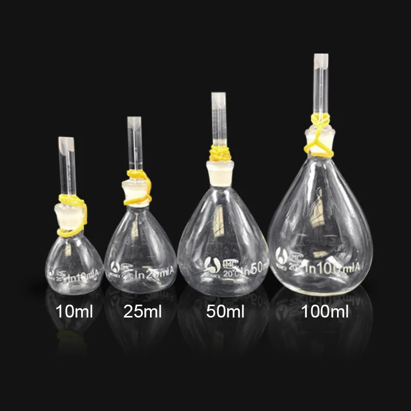 5pcs/lot 5ml 10ml 25ml 50ml 100ml üvegek pycnometer golyós Alak Cefre Flaska tömör pycnometer laboratóriumi berendezések Laboratórium Huta