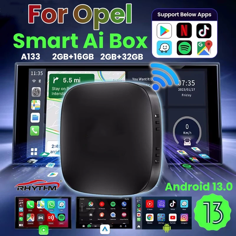 CarPlay Ai Box Android 13 Wireless Android Auto For Netflix Youtube For Opel ADAM Astra Corsa Insignia KARL Ampera‑e Crossland X