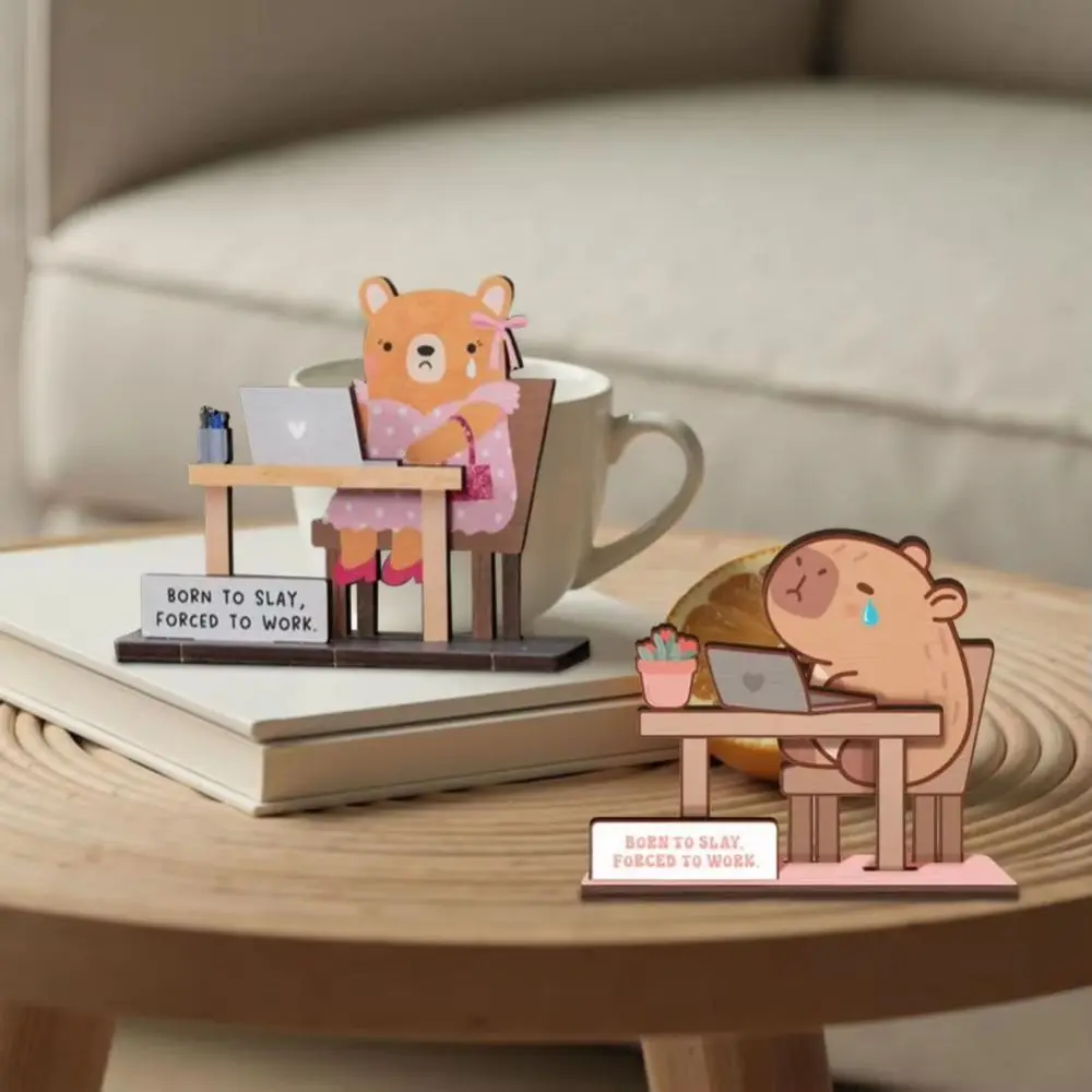 

Capybara Wooden Animal Ornament Motivational Sign Handmade Tabletop Ornaments Cartoon Creative Wooden Capybara Ornament Children