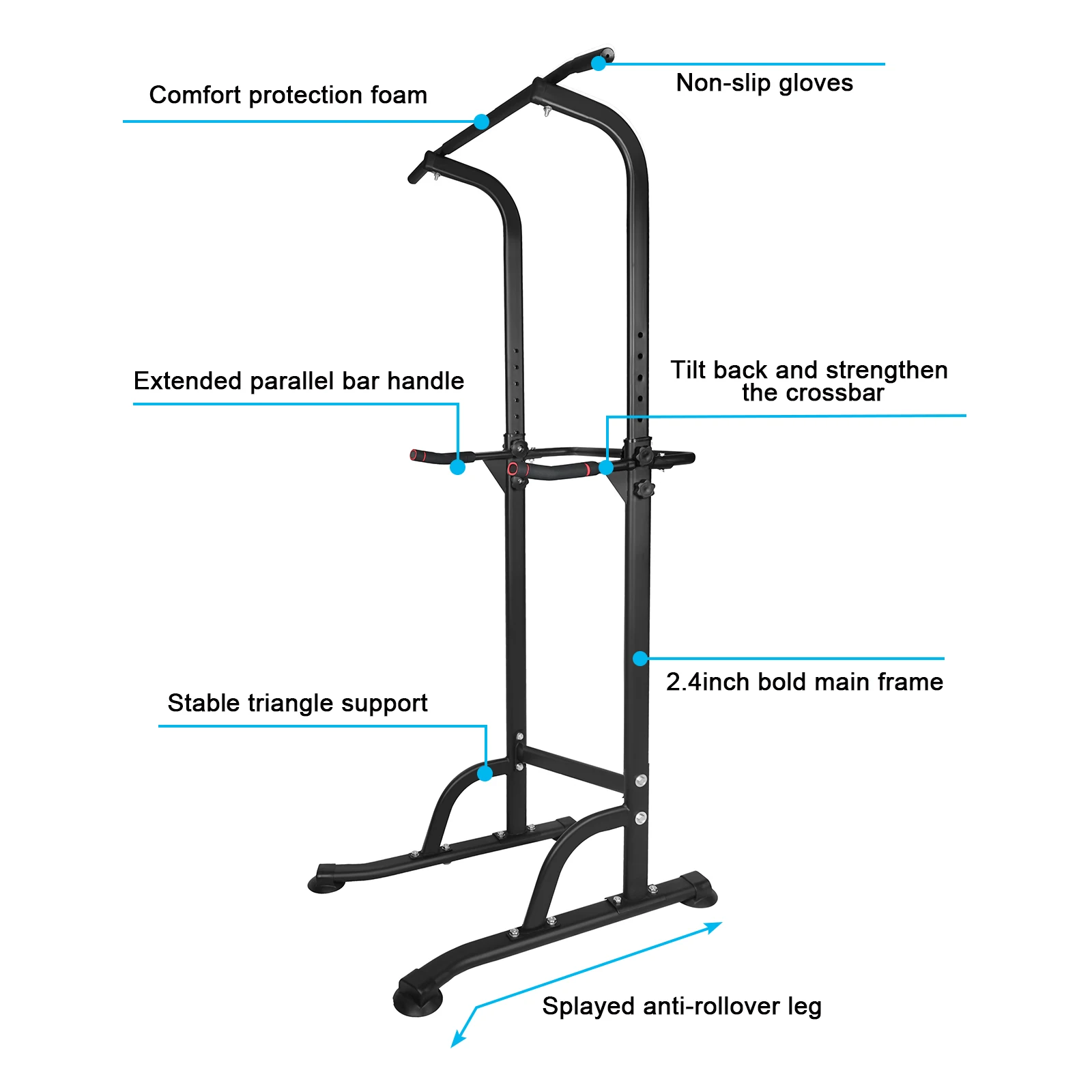 Sports arm extension rack, pull-up bar, adjustable height, multifunctional, suitable for home strength training