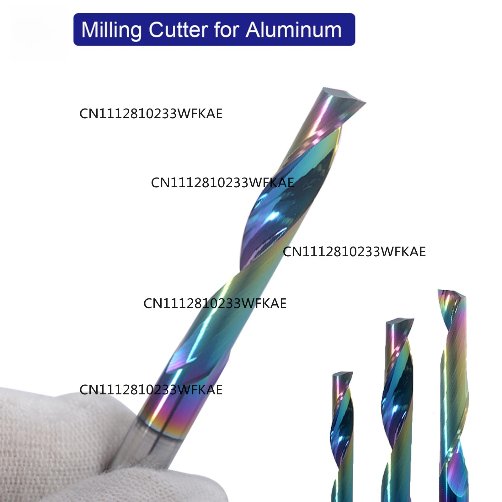 10PCS 3.175/4/5/6/8/10mm one flute DLC Coated Milling Cutter for Aluminum spiral CNC Router Bits  Alloy end mill