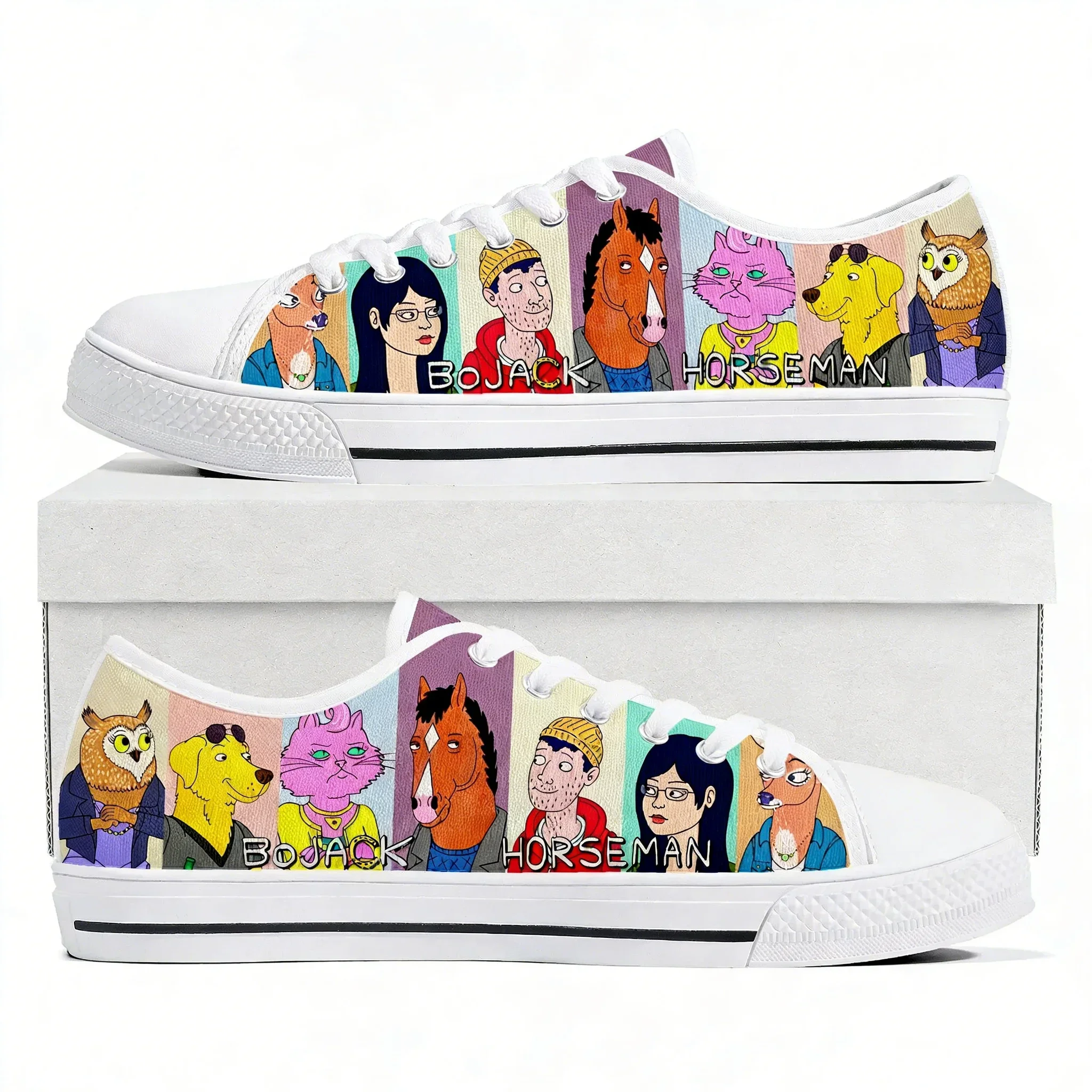 

Кеды Horse Man Low Top для женщин, мужчин и подростков, высококачественные холщовые кроссовки BoJack, парные кеды с комиксами и мангой, обувь на заказ