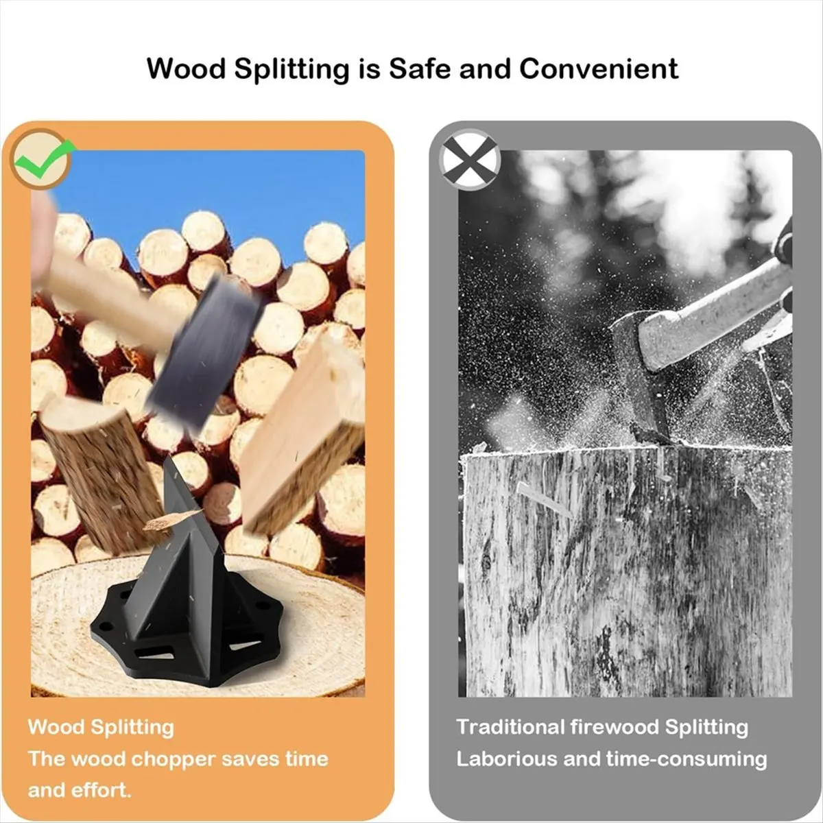 lillili Wood Splitter,Portable Kindling Log Splitting Tool with Wedge, Manual Log Splitter Firewood Cutter L view 2