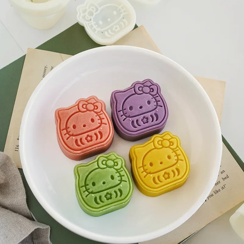 Plastic Cute Cat Cookie Plunger Cutter Cartoon Kitten Mooncake Press Mold Hand Pressure Pastry Cake Decorating Tools for Baking