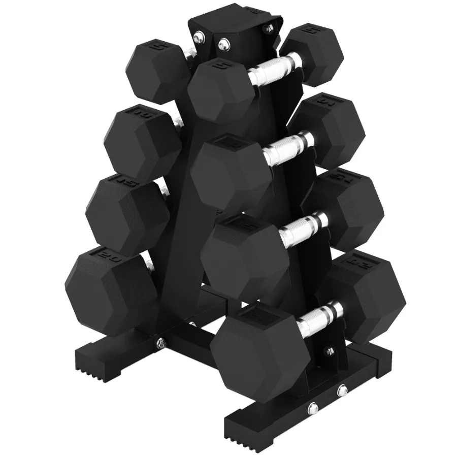 

100 LBS Hex Dumbbell Set with Rack Rubber Coated Weights with Non-Slip Handles for Home Gym Strength Training