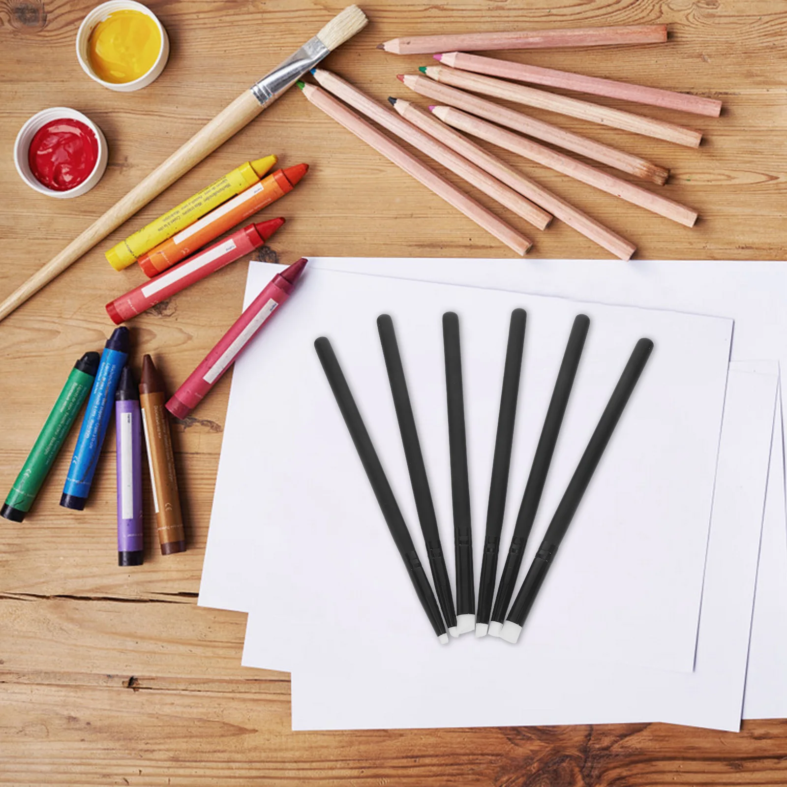 6 قطع من فرش الطلاء ذات التفاصيل المصغرة، مجموعة فرش فنية محمولة للشعر عالية الكثافة لمستلزمات الطلاء ومجموعة فرش المزج #4