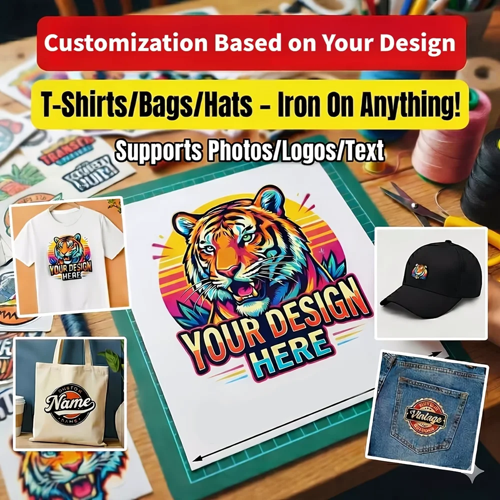 Custom Text Logo Image Thermal Stickers on Clothes Heat-Sensitive Patches Heat Vinyl Ironing Stickers Iron-On Transfer for Cloth