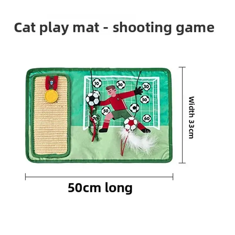 Football Themed Cat Scratcher Mat Wear-resistant Sisal Kitten Claw Grinder Pad Cats Shooting Game  Interactive Toy Pet Supplies