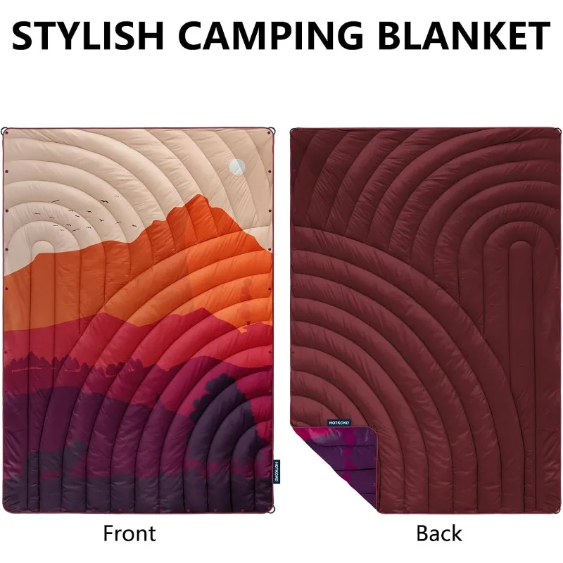 Lightweight Down Alternative Puffy Printed Camping Blanket Packable Outdoor Blanket for Camping,Traveling, Stadium,