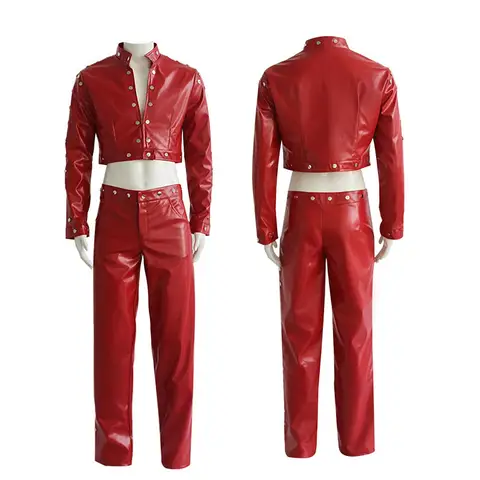 Adult Men Halloween the Seven Deadly Sins Red Leather Jacket Leather Pants Ban Cosplay Costume