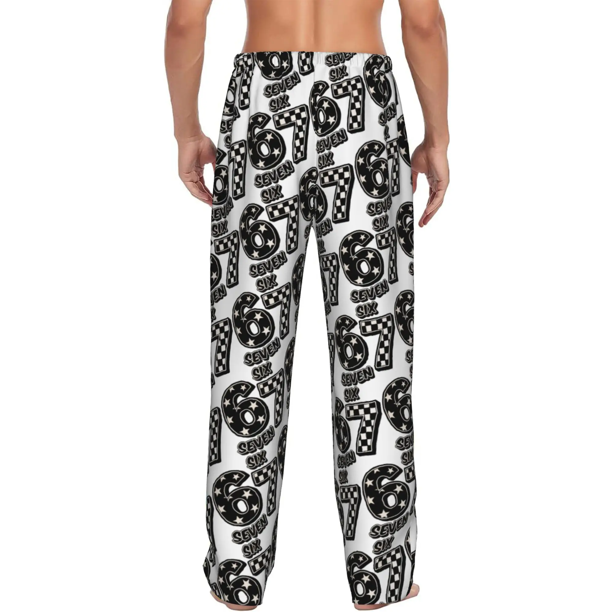 Custom Funny Sixty Seven  Pajama Pants Men  Lounge Sleep Stretch Sleepwear Bottoms with Pockets view 3